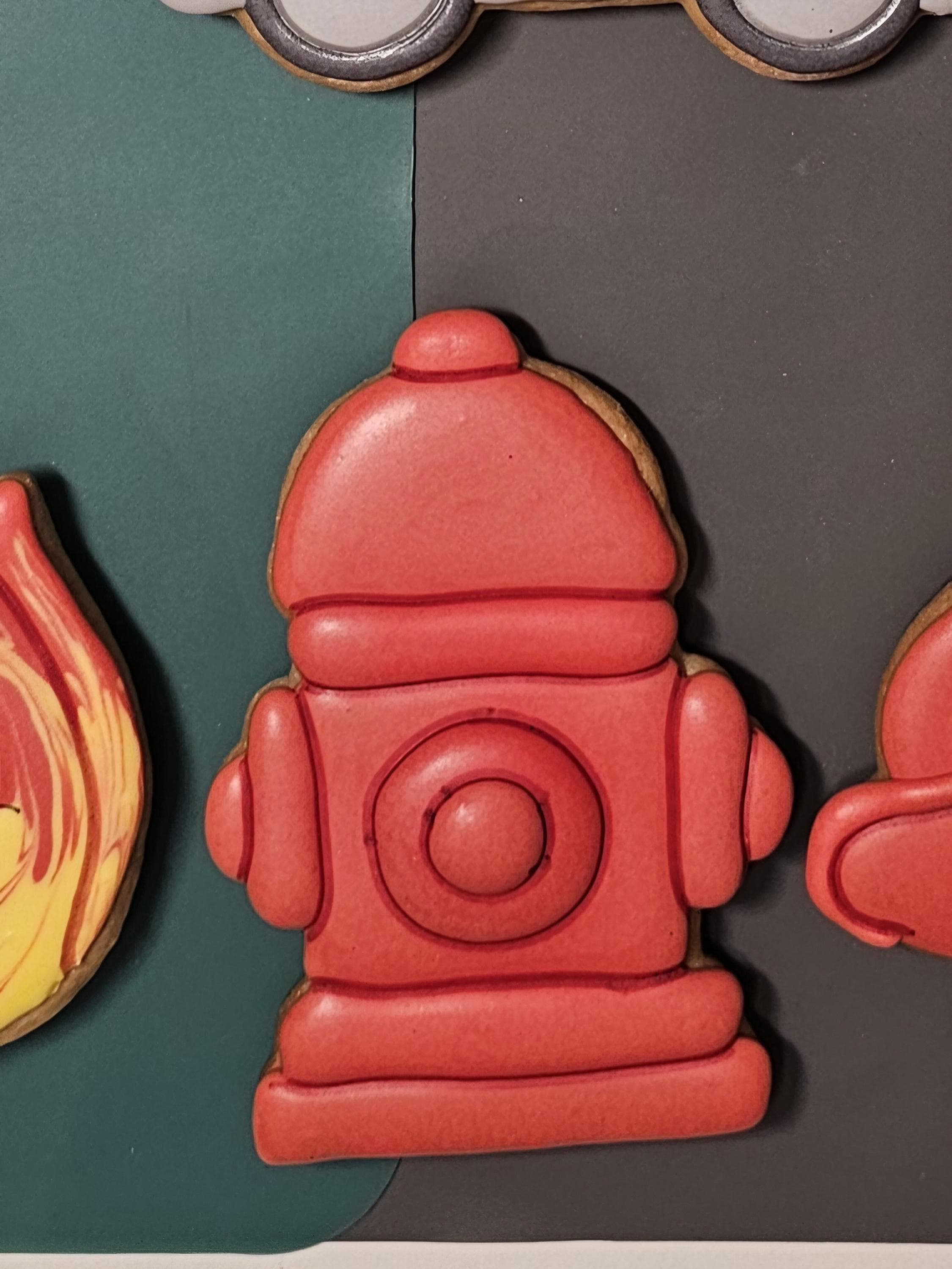 Firefighter Themed Royal Icing Biscuits, Party Favors, Vanilla Cookies