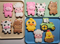 Artisan Farm Animal Biscuits, Decorated Vanilla Cookies, Party Favors