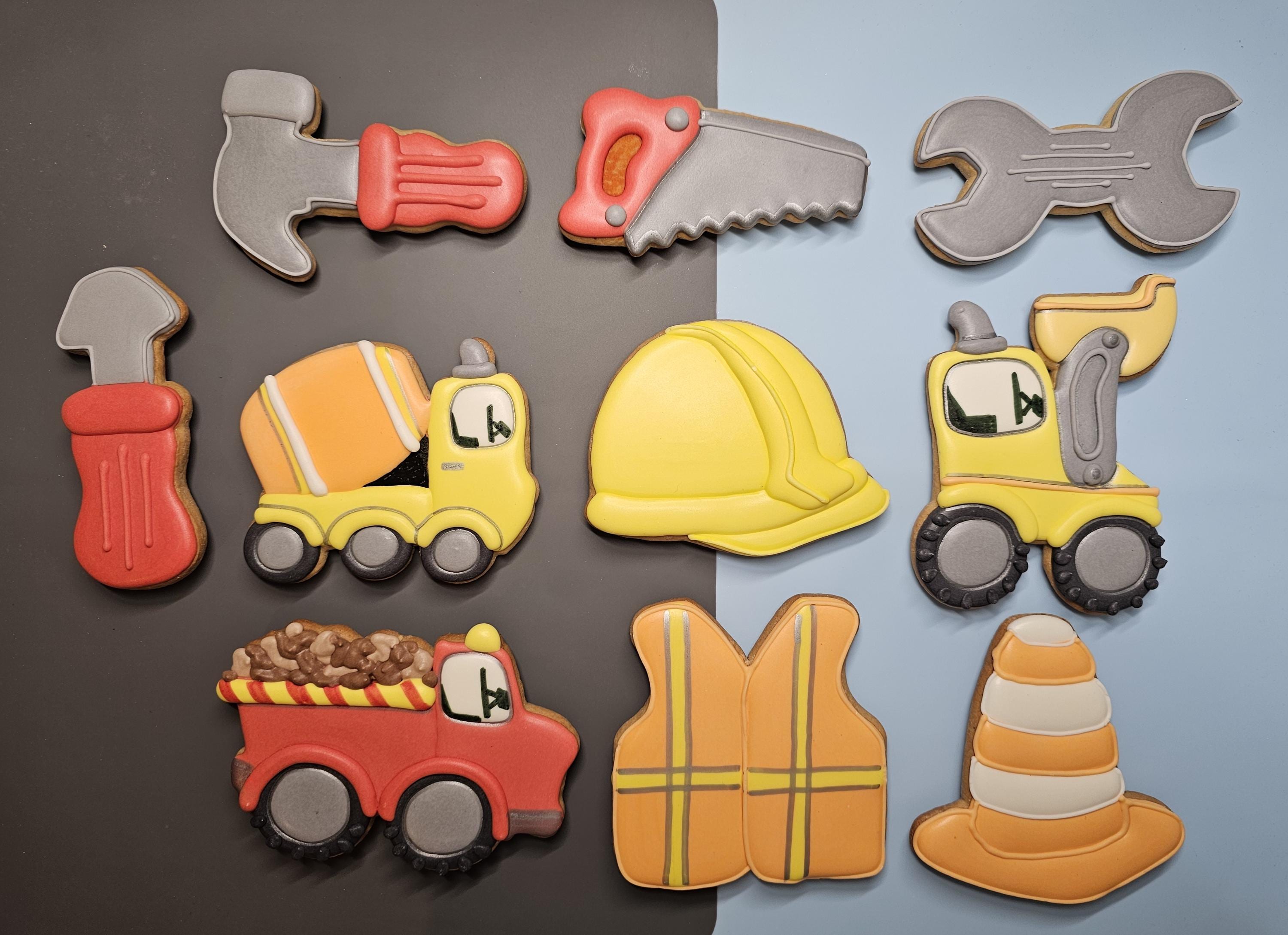 Construction Vehicle Sugar Cookies, Royal Icing Party Favors, Kids Birthday Treats