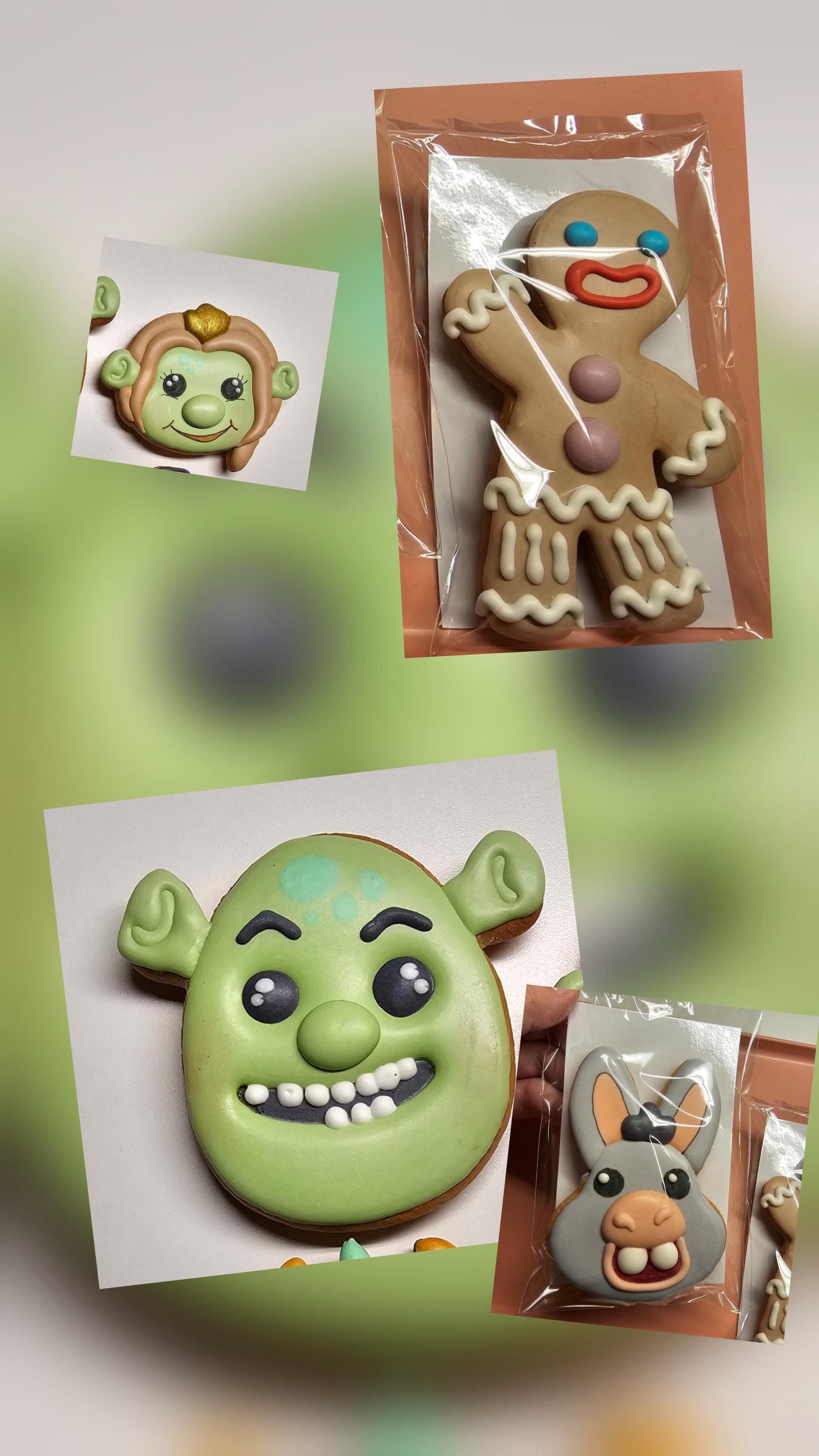 OGRE Themed Biscuits, Shrek Donkey Gingerbread Man, Royal Icing Party Favors