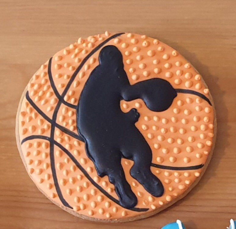 Handmade Basketball Cookies: Custom Iced Vanilla Biscuits
