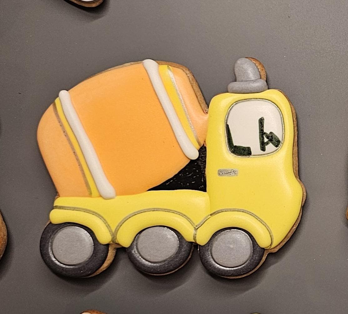 Construction Vehicle Sugar Cookies, Royal Icing Party Favors, Kids Birthday Treats