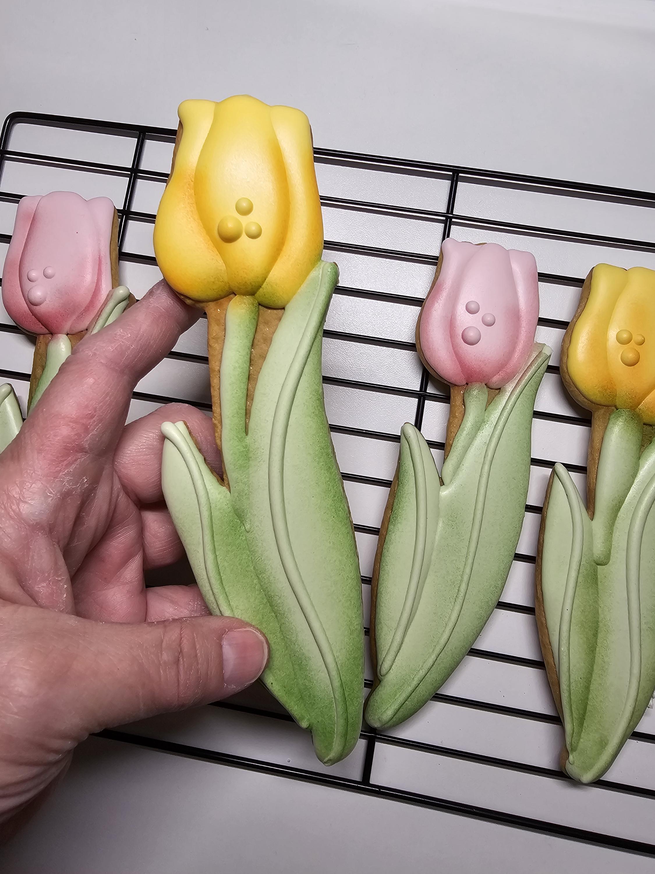 Handmade Tulip Cookies: Vanilla Royal Icing, Party Favors
